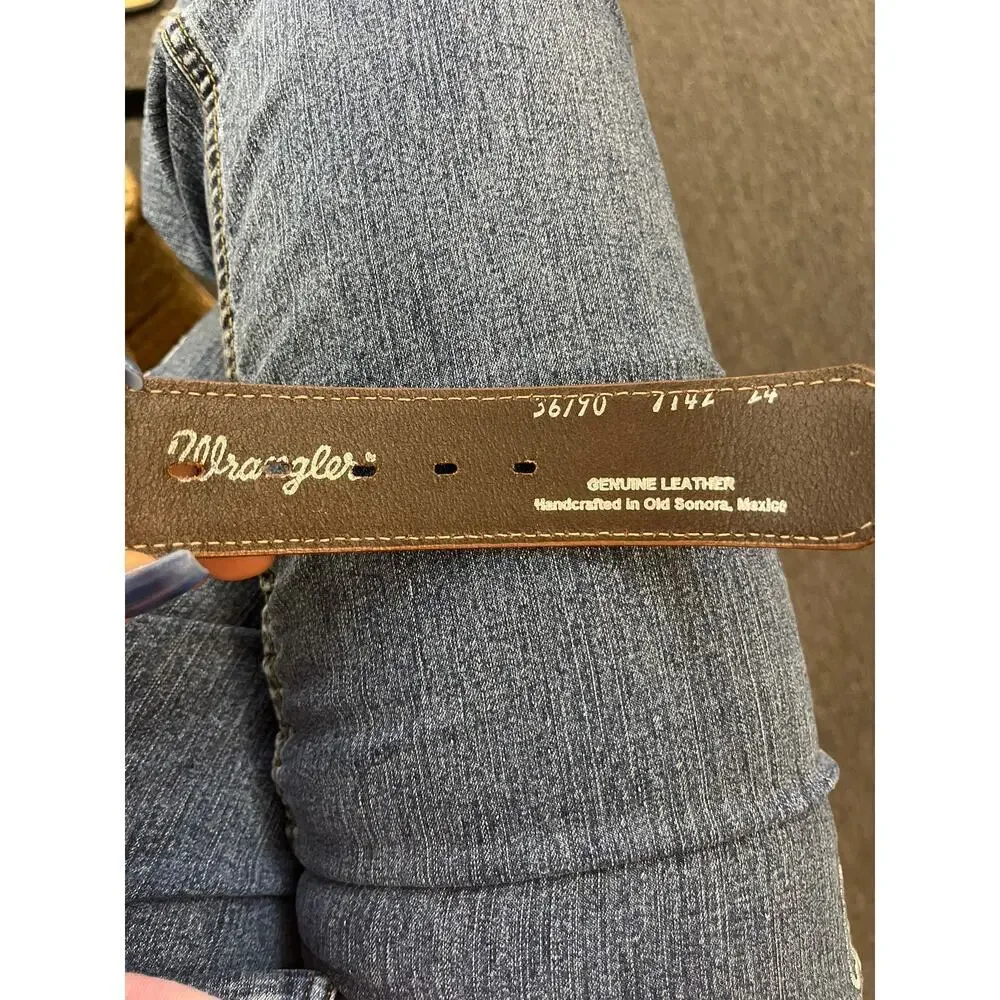 Wrangler Southwestern Tooled Stitched Leather Belt